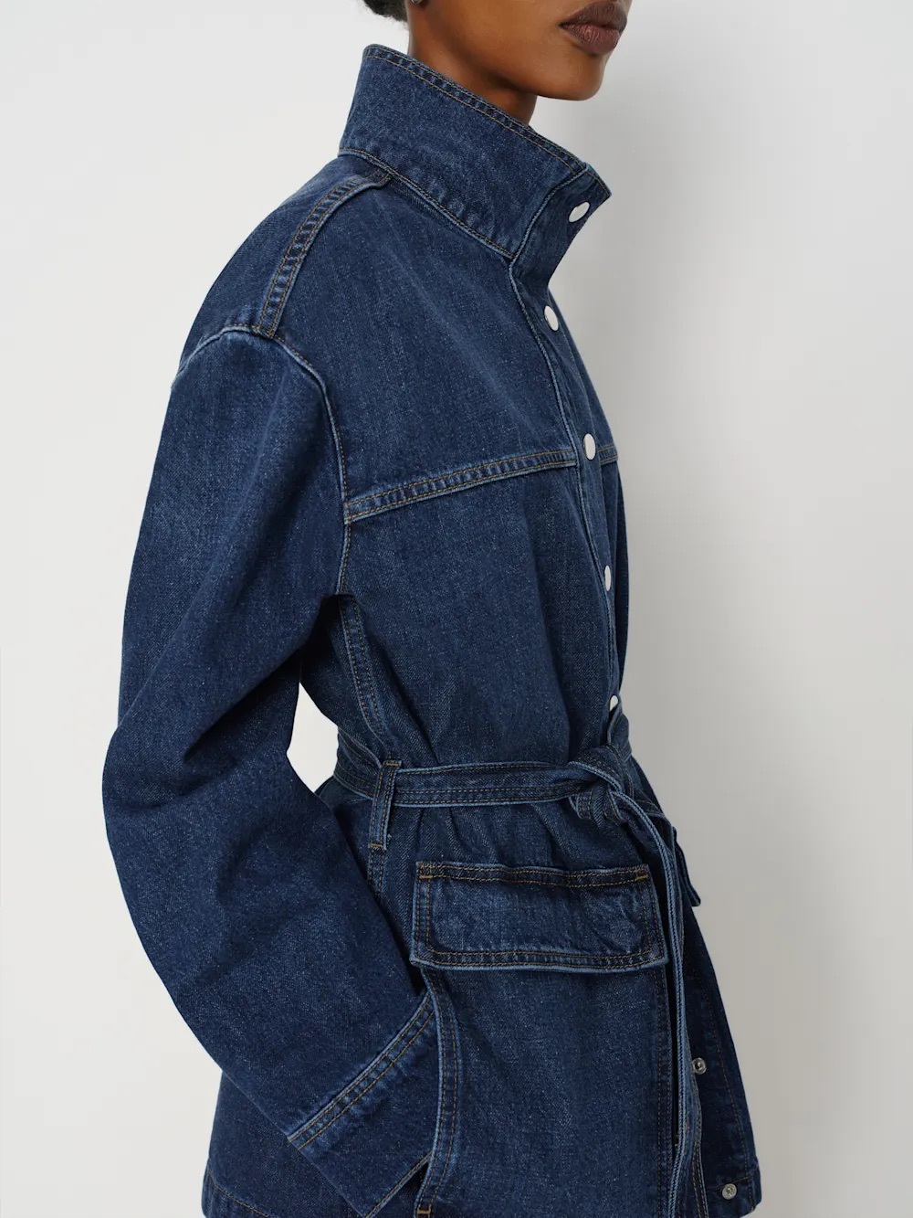 Reformation Drina Belted Dark Blue Denim Jacket - Women's - Picture 5 of 7
